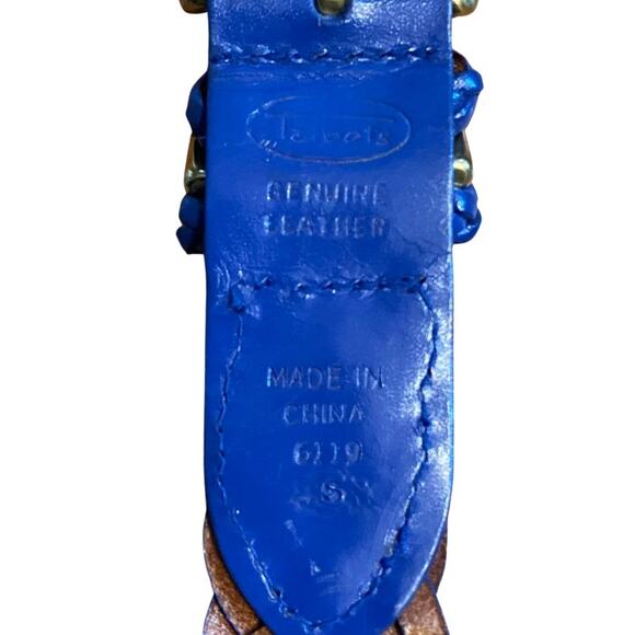 Royal Blue Vintage Talbots Woven Leather Belt with Solid Brass Buckle (XS/S) - Picture 10 of 12
